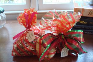 Peppermint Bark bagged and ready to be delivered.
